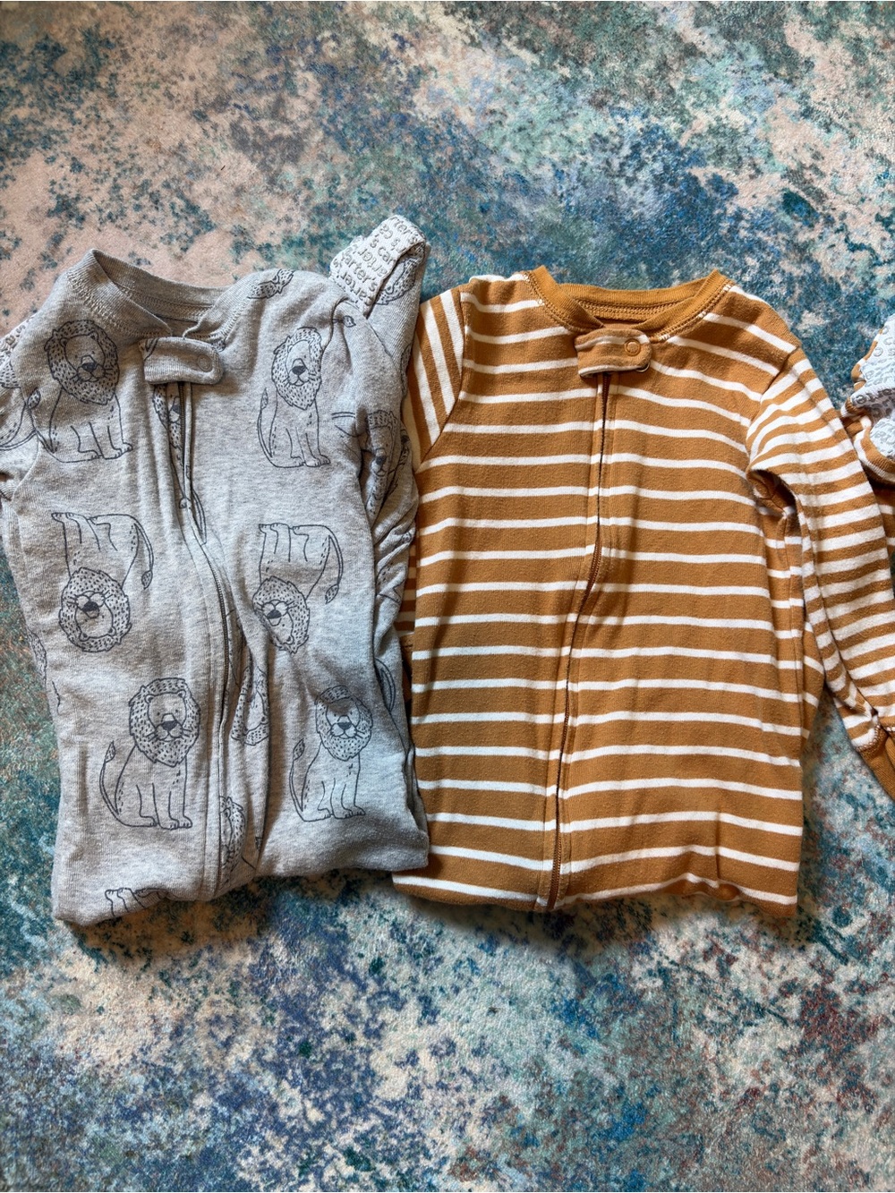 Simple Joys Carters Kids Striped Zip & Grey Lion Pajama Footie Sleeper